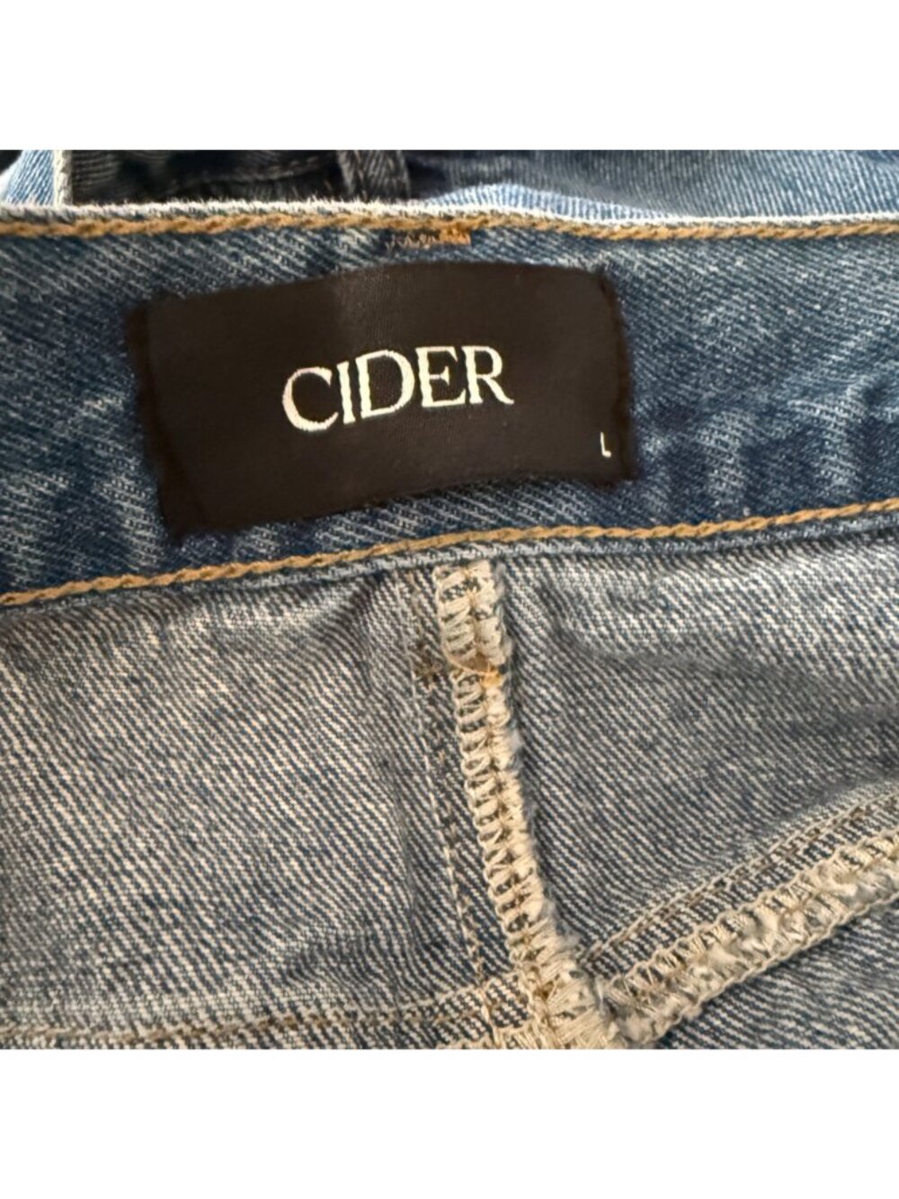 Cider Womens Medium Wash Denim Midi Skirt With Front Slit Size L - Picture 5 of 5